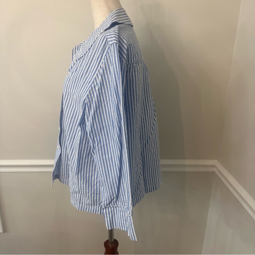 Lake Georgie pocket shorts set pajamas blue seersucker- Size large - Picture 4 of 11